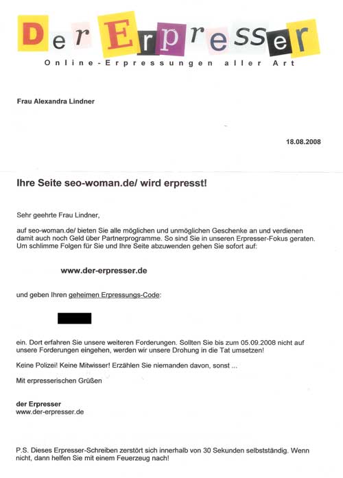 Wir werden erpresst!