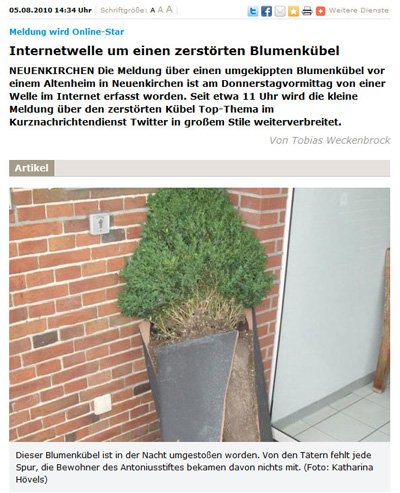 kaputter blumenkübel bericht mz münstersche zeitung