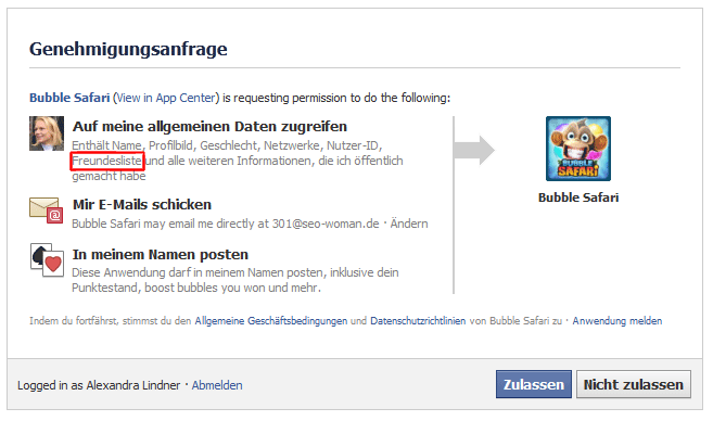 facebook spiele erlaubnis