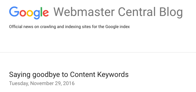 Google Content Keywords