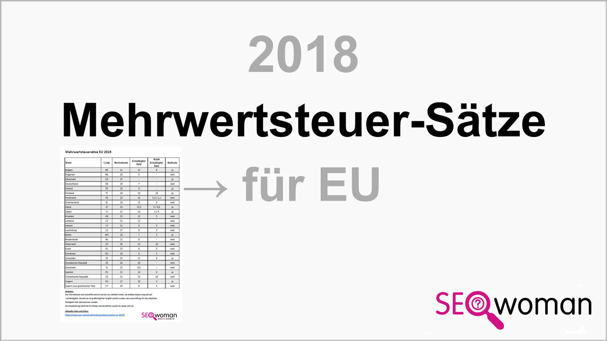 Mehrwertsteuersätze EU 2018