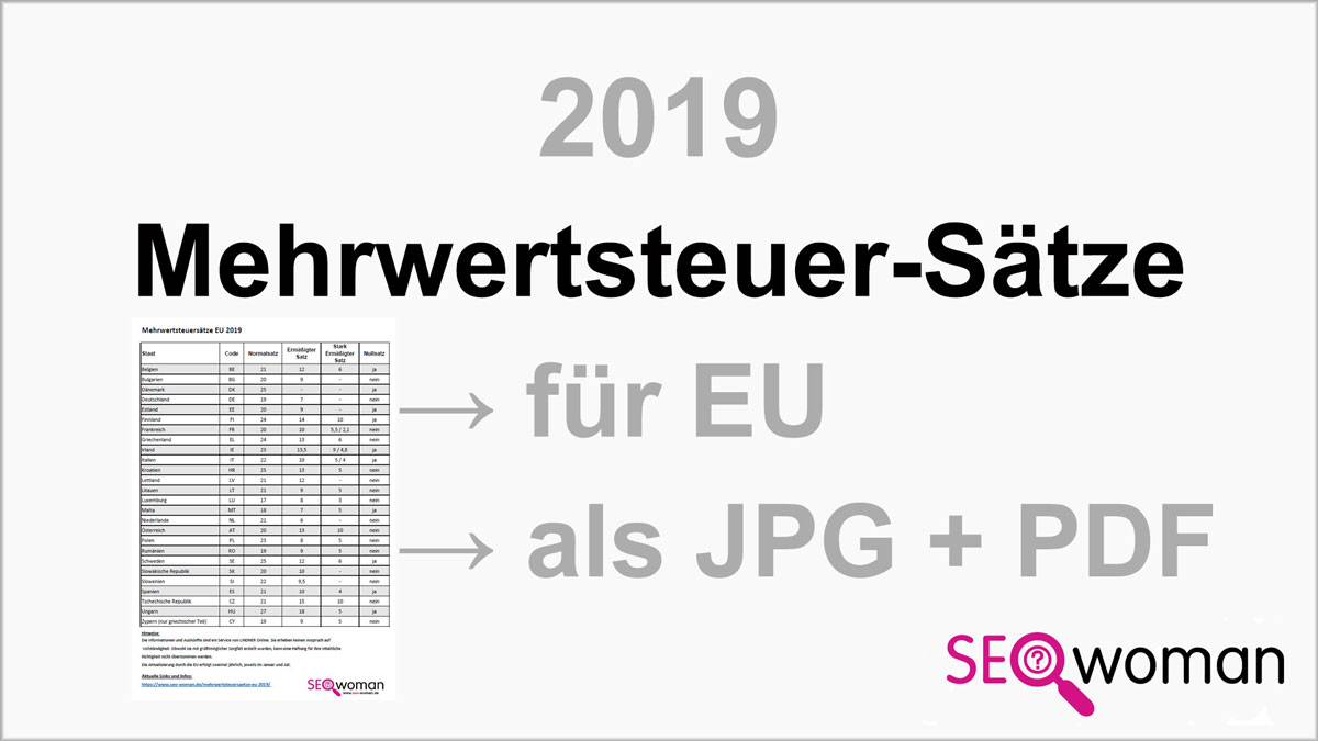 Mehrwertsteuersätze EU 2019