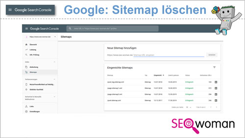 Google Search Console Sitemap löschen