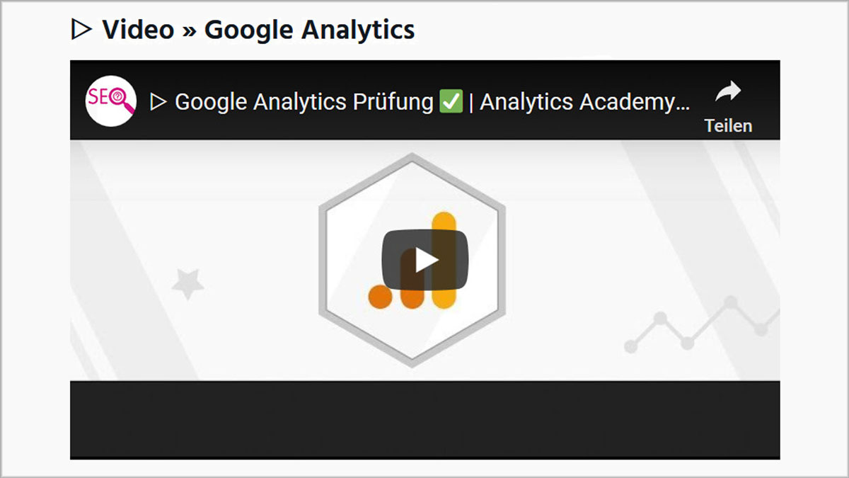 Video Google Analytics Prüfung