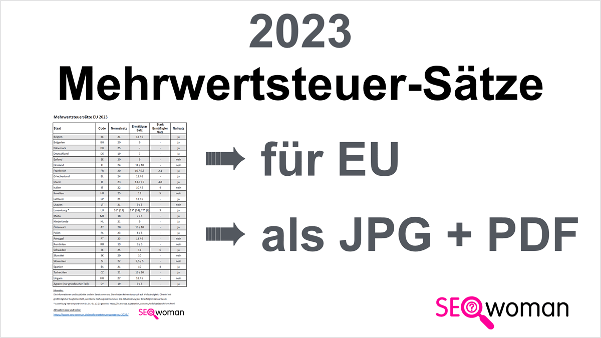 ᐅ Mehrwertsteuersätze EU 2023 » mit Ländercode