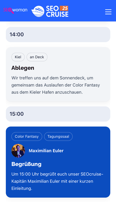 SEOcruise Programm: Eröffnung durch Chef Maximilian Euler SEOcruise Programm: Eröffnung durch Chef Maximilian Euler