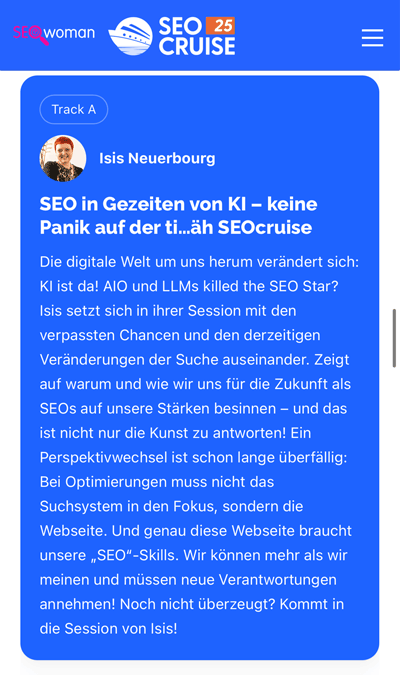 SEOcruise Programm: Isis Neuerbourg SEOcruise Programm: Isis Neuerbourg