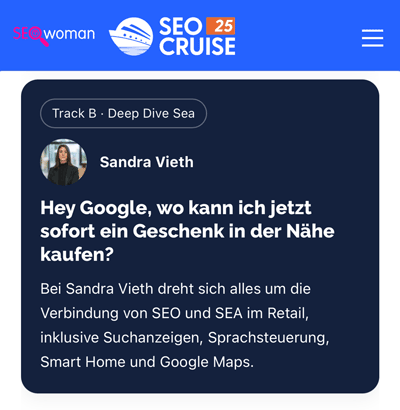 SEOcruise Programm: Sandra Vieth SEOcruise Programm: Sandra Vieth