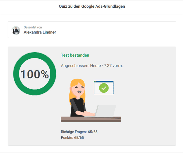 Google Prüfung bestanden 100%