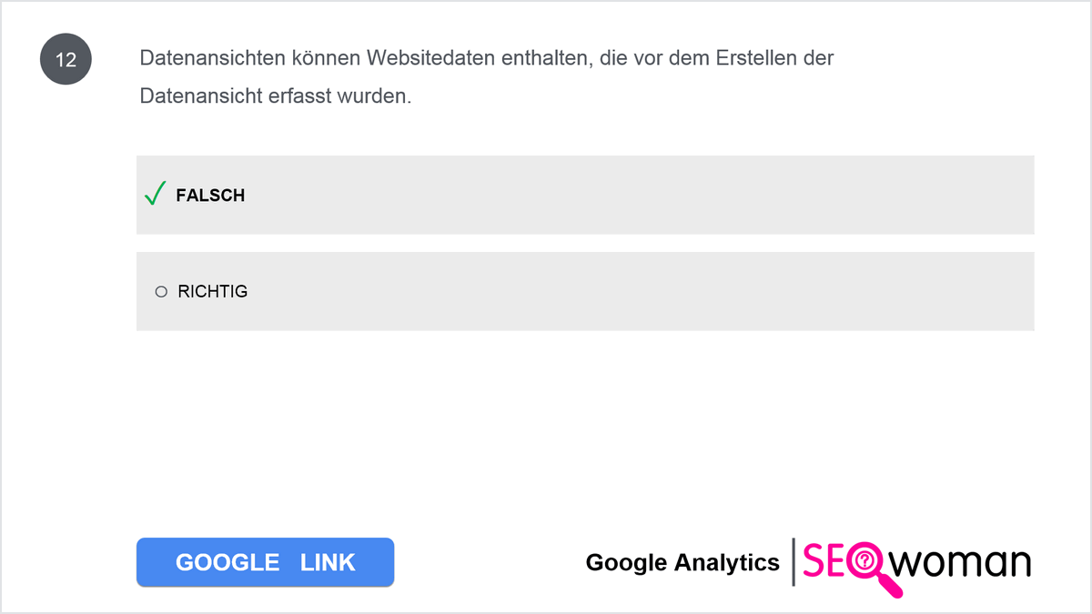 Datenansichten können Websitedaten enthalten, die vor dem Erstellen der Datenansicht erfasst wurden.
