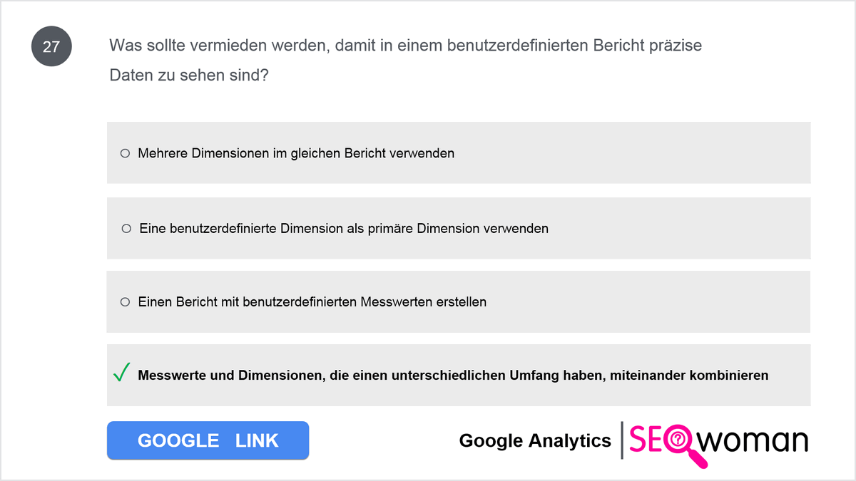 Was sollte vermieden werden, damit in einem benutzerdefinierten Bericht präzise Daten zu sehen sind?
