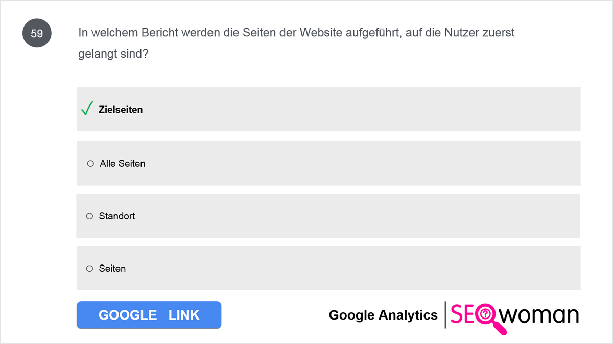 In welchem Bericht werden die Seiten der Website aufgeführt, auf die Nutzer zuerst gelangt sind?