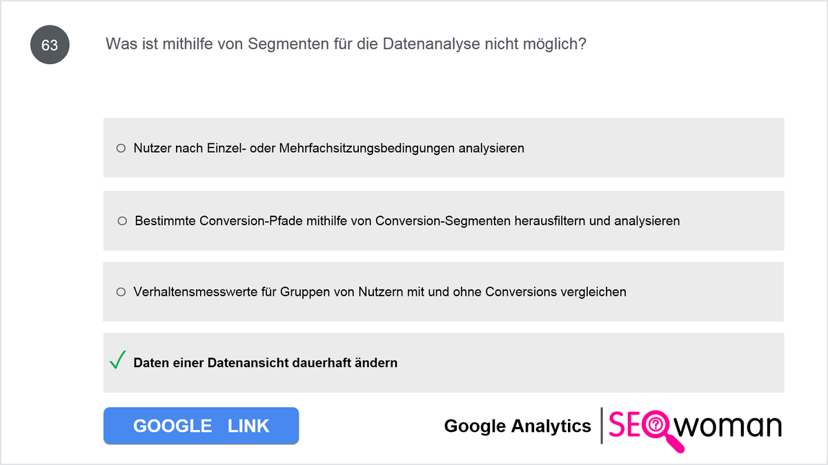 Was ist mithilfe von Segmenten für die Datenanalyse nicht möglich?