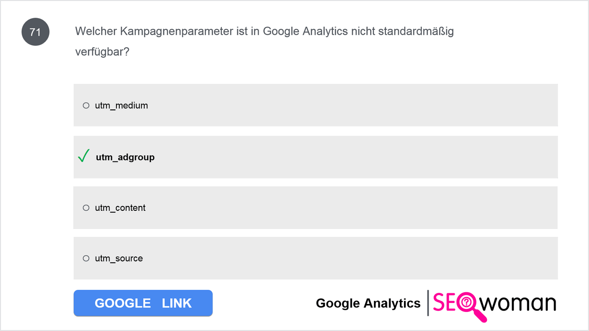 Welcher Kampagnenparameter ist in Google Analytics nicht standardmäßig verfügbar?