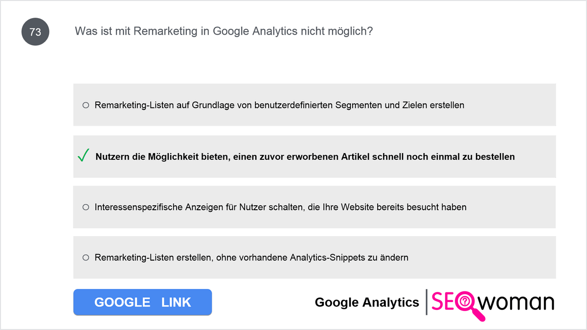 Was ist mit Remarketing in Google Analytics nicht möglich?
