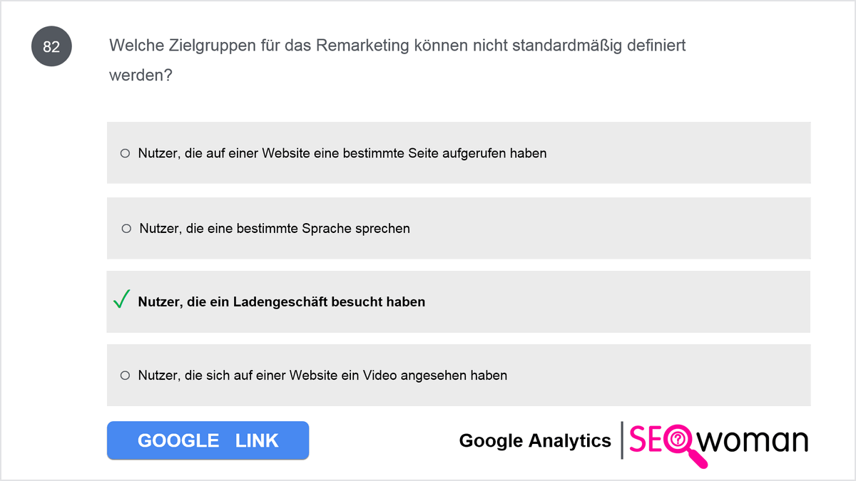 Welche Zielgruppen für das Remarketing können nicht standardmäßig definiert werden?