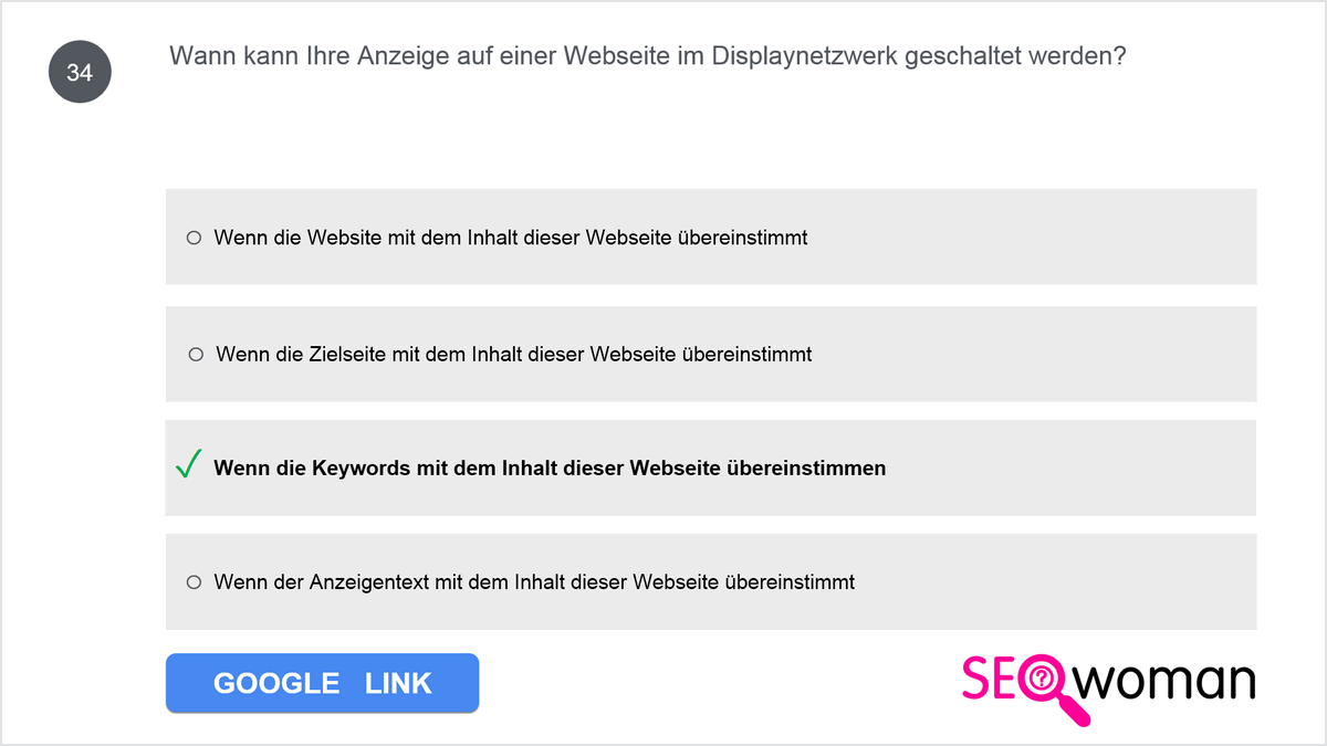 Wann kann Ihre Anzeige auf einer Webseite im Google Displaynetzwerk geschaltet werden?