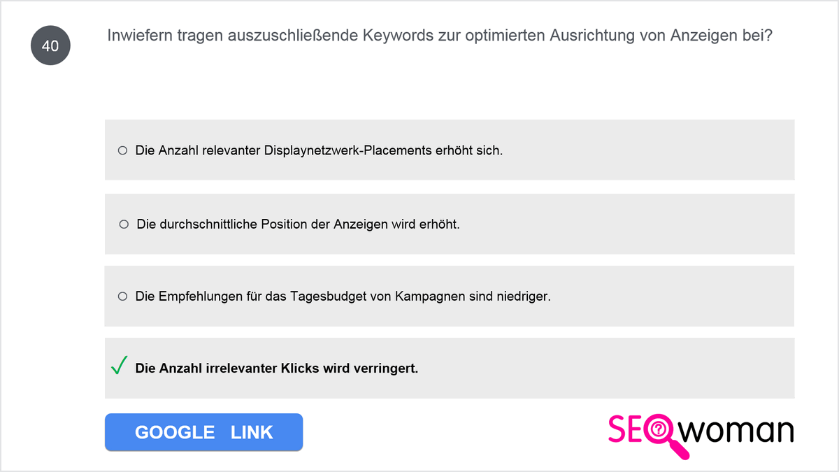 Inwiefern tragen auszuschließende Keywords zur optimierten Ausrichtung von Anzeigen bei?