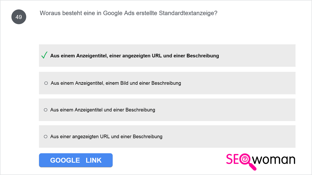 Woraus besteht eine in Google Ads erstellte Standardtextanzeige?