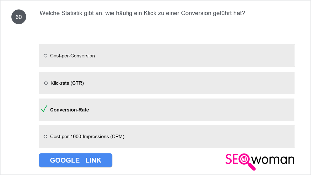 Welche Statistik gibt an, wie häufig ein Klick zur einer Conversion geführt hat?