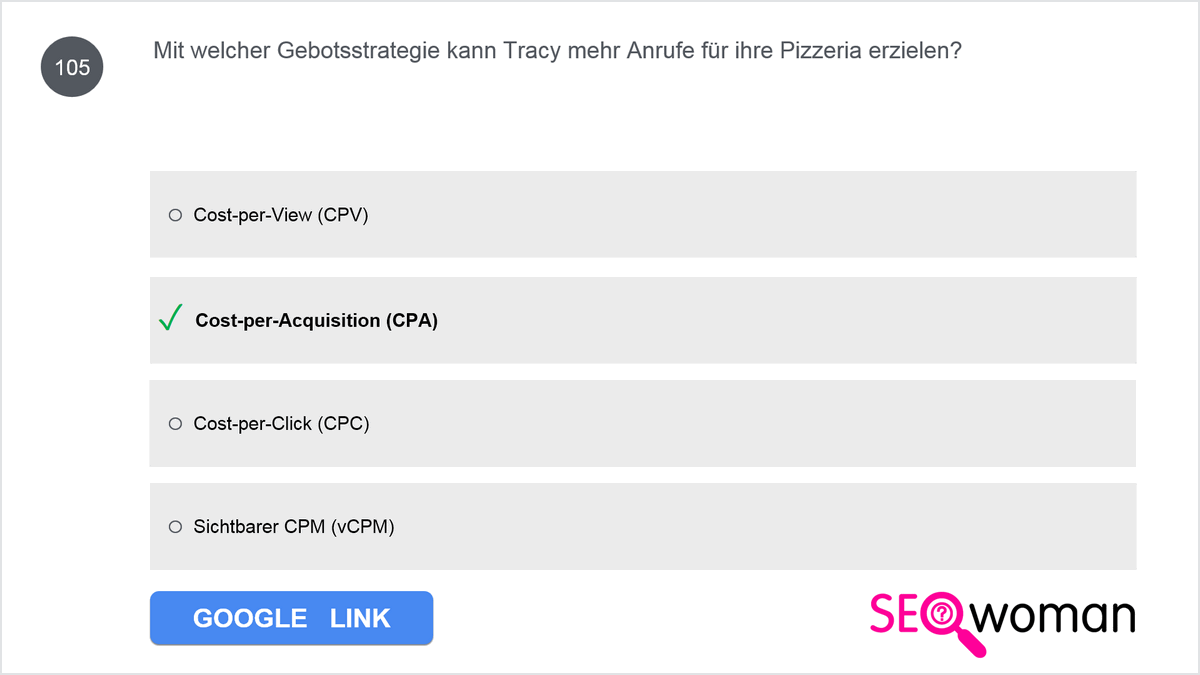 Mit welcher Gebotsstrategie kann Tracy mehr Anrufe für ihre Pizzeria erzielen?