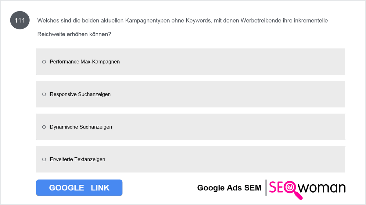 Karstens Unternehmen stellt ein leistungsfähiges Produkt her und die Kunden sind mit ihren Käufen zufrieden. Leider verzeichnet er nur wenige Websitebesuche. Wie kann Karsten mit responsiven Suchanzeigen mehr potenzielle Kunden erreichen? 