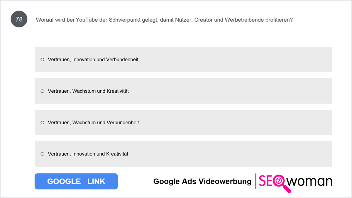 Sie planen eine Google-Videokampagne zur Steigerung der Bekanntheit und möchten wissen, inwieweit die Kampagne die Wahrnehmung oder das Verhalten der Nutzer beeinflusst. Welches Analysetool sollten Sie – zusätzlich zu grundlegenden Videomesswerte wie Videowiedergabe zu: – verwenden? 