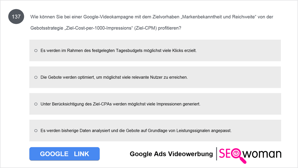 Sie erstellen eine Videoanzeige für einen Reiseveranstalter mit dem Ziel, mehr Buchungen über dessen Website zu generieren. Welche der folgenden Calls-to-Action (CTAs) sollten Sie in der Anzeige verwenden? 