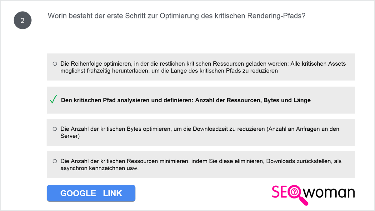 Worin besteht der erste Schritt zur Optimierung des kritischen Rendering-Pfads?