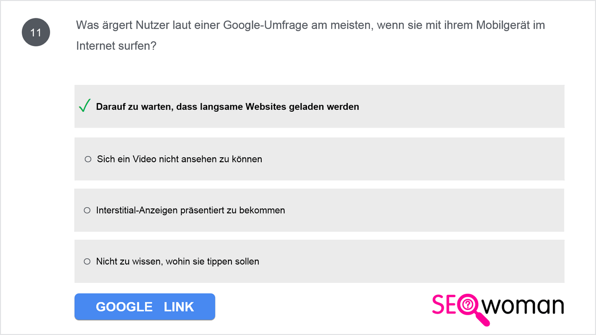 Was ärgert Nutzer laut einer Google-Umfrage am meisten, wenn sie mit ihrem Mobilgerät im Internet surfen