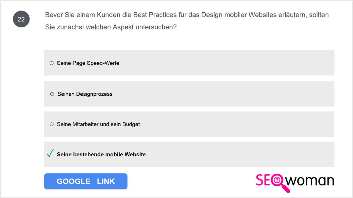 Bevor Sie einem Kunden die Best Practices für das Design mobiler Websites erläutern, sollten Sie zunächst welchen Aspekt untersuchen?