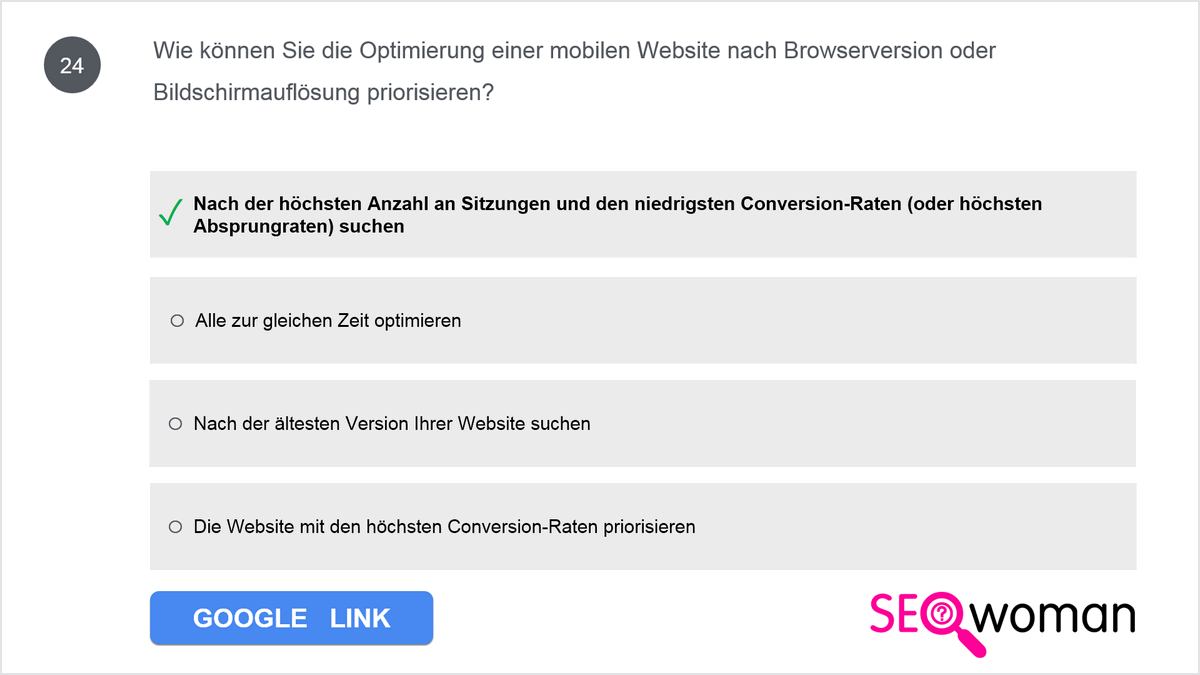 Wie können Sie die Optimierung einer mobilen Website nach Browserversion oder Bildschirmauflösung priorisieren?